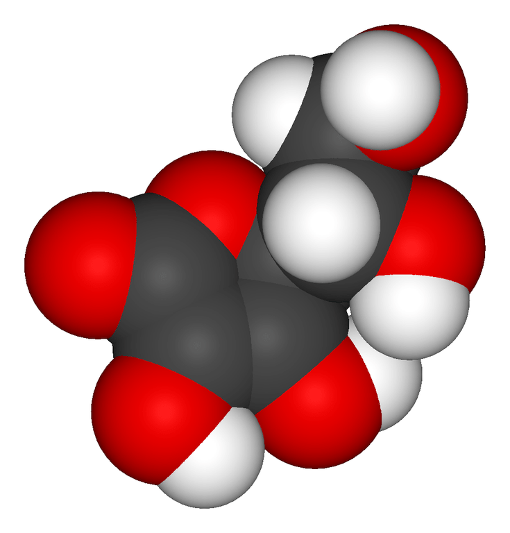 A 3-D image of the ascorbic acid (vitamin C) molecule.