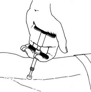 An adjusting instrument using a spring-loaded stylus.