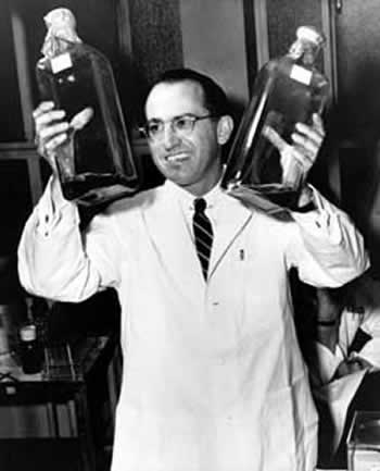 Jonas Salk at the University of Pittsburgh where he developed the first polio vaccine.