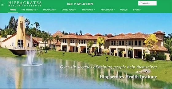 This is a screenshot from the website of the Hippocrates Health Institute, showing its grounds.