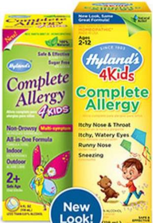Hyland's "4 Kids Complete Allergy" homeopathic preparation (not for use with food allergies)