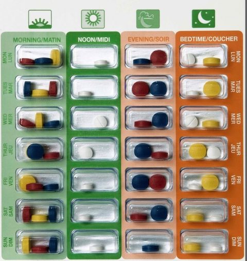"Blister packs" help people take their medication on the correct schedule. 