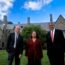 Great Barrington Declaration authors Jay Bhattacharya, Martin Kulldorff, and Sunetra Gupta in front of AIER headquarters in Great Barrington, MA.