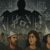 A shadowy figure manipulates strings connected to scientific symbols while anxious people wearing tin foil hats look on, surrounded by skeptical onlookers with smartphones.
