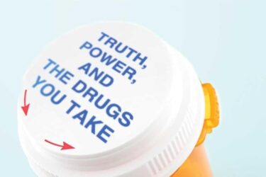 An orange prescription pill bottle with a white cap labeled "Truth, Power, and the Drugs You Take" appears under the large title "Rethinking Medications" by Jerry Avorn, MD, Professor of Medicine, Harvard Medical School.