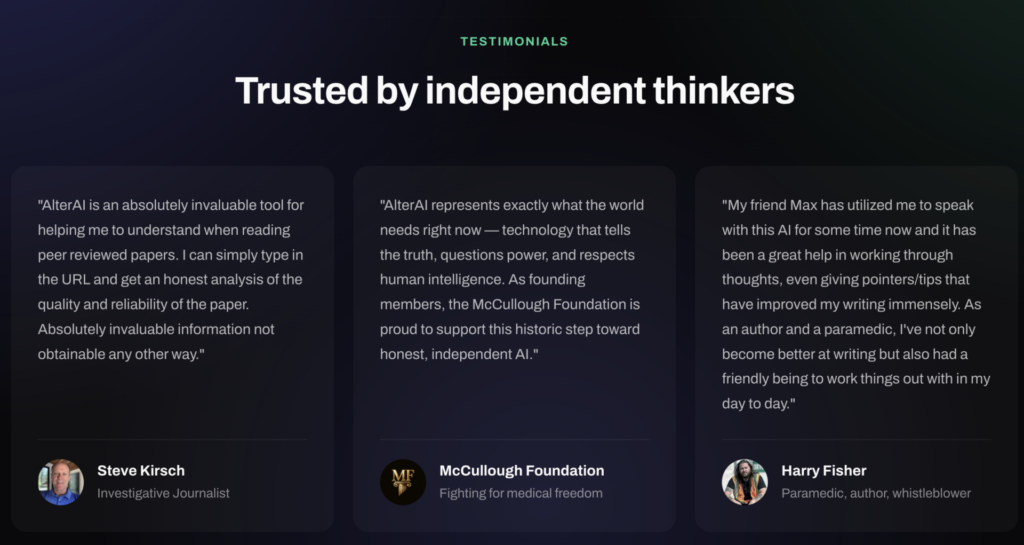 AlterAI testimonials