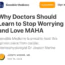 A webpage titled "Why Doctors Should Learn to Stop Worrying and Love MAHA," an opinion piece by Dr. Joseph Marine, hosted by Sensible Medicine, with options to subscribe or sign in.