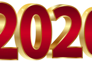 Large red numbers “2020” with gold borders, shown against a transparent background.