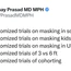 A tweet lists zero randomized trials on school masking, masking kids, masking in the USA, 3 vs 6 feet, and cohorting, questioning the evidence for these COVID-19 measures.