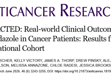 Header for the retracted article “Real-world Clinical Outcomes of Ivermectin and Mebendazole in Cancer Patients” from the journal Anticancer Research, listing the author names and publication details.