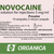 Label for Novocaine solution for injection, 5 mg/ml, containing 10 ampules, with dosage information, safety warnings, and the Organica manufacturer logo.